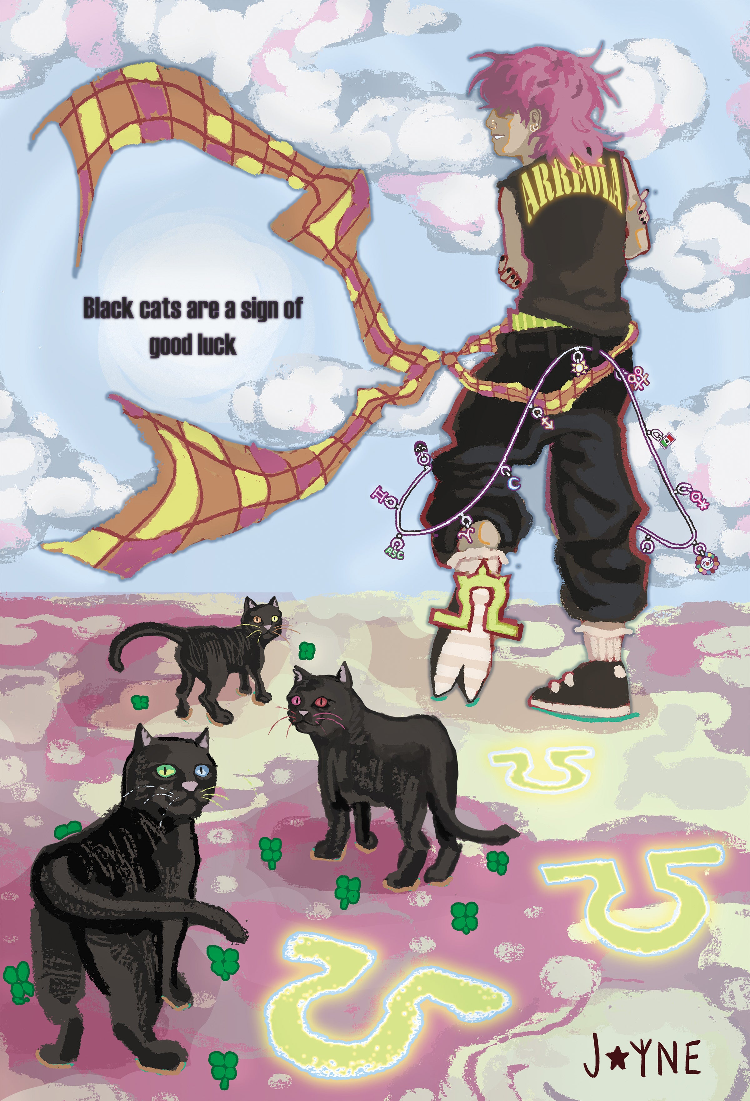 THE BLACK CATS ARE A SIGN OF GOOD LUCK PRINT